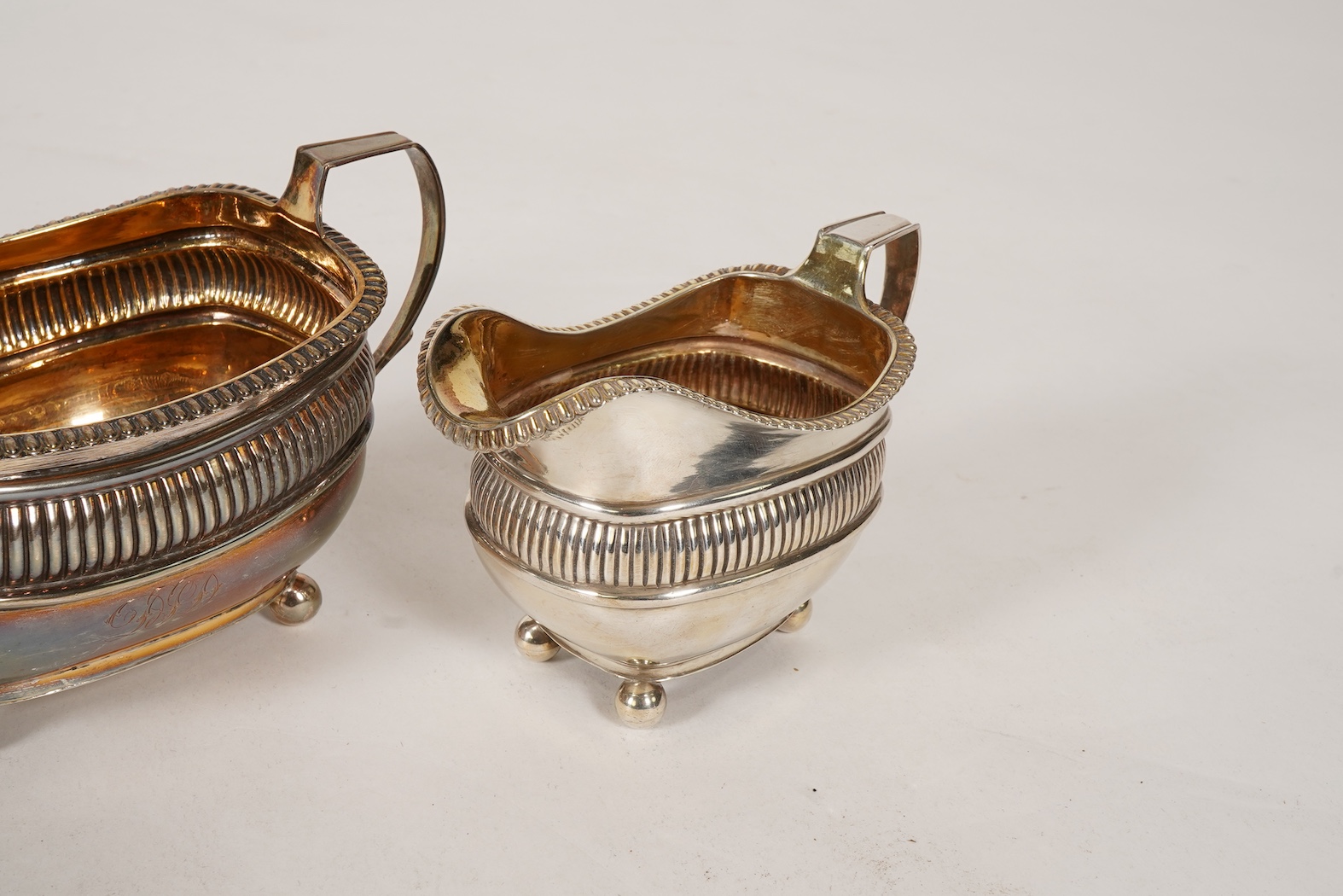 A George III silver three piece tea set, by John Wakefield